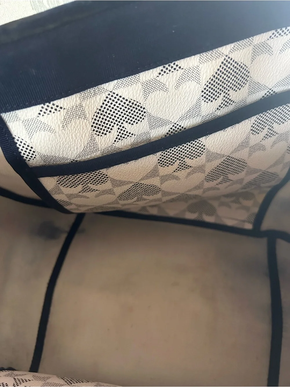 Kate Spade Cream and Black spade-Print Canvas Tote